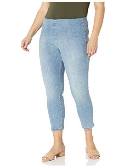 Women's Plus Size Pull On Skinny Ankle Jean with Side Slit