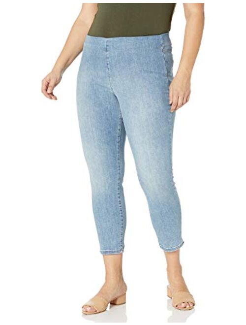 NYDJ Women's Plus Size Pull On Skinny Ankle Jean with Side Slit