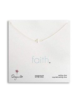 Sterling Silver Faith Sideways Cross Necklace, 16" Chain with 2.5" Extender