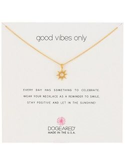Good Vibes Only Sun Pendant Necklace, 16"