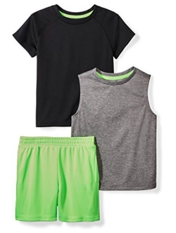 Amazon Brand - Spotted Zebra Boys' Active T-Shirt, Tank and Shorts Set