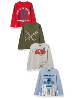 Amazon Brand - Spotted Zebra Boys' Disney Star Wars Marvel Long-Sleeve T-Shirts