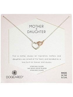 Women's Mother & Daughter, Two Linked Heart Mixed Metal Hearts Necklace
