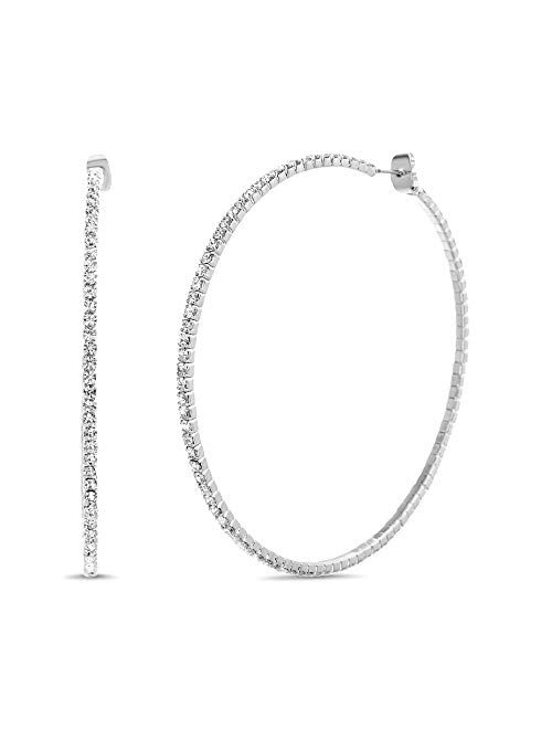 Steve Madden Rhinestone Hoop Earrings for Women