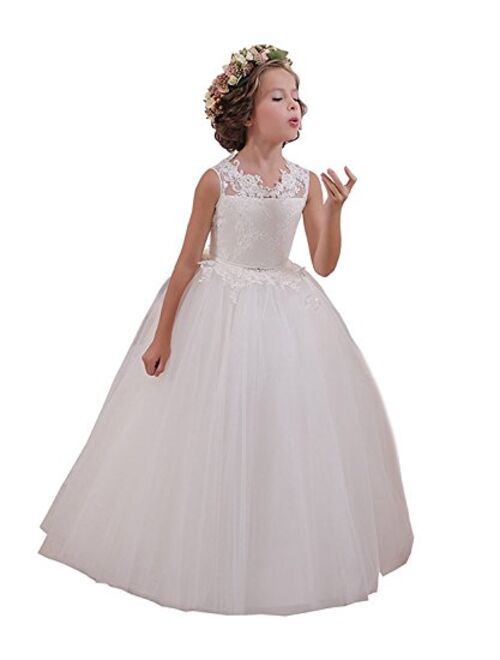 Abaowedding Ball Gown Lace up Flower First Communion Girl Dresses