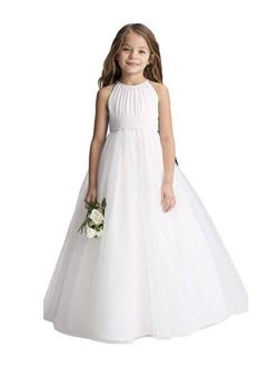 Flower Girls Tulle Chiffon Dresses Kids Wedding Party Pageant Ball Gowns