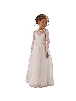 Lace Embellished A-Line Sleeveless Girls Wedding Party Dresses