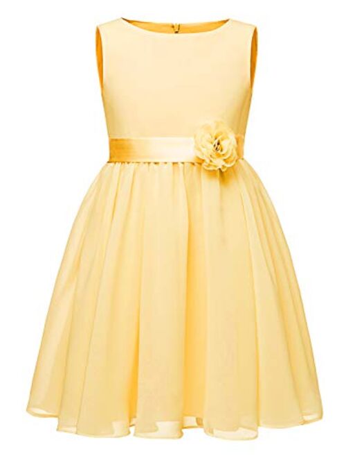 Abaowedding Chiffon Summer Flower Girl Dress Ruffled Junior Bridesmaid Wedding Party Dress