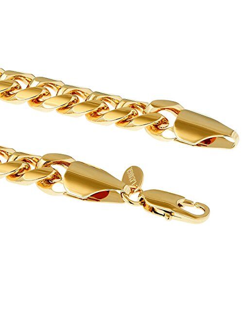 LIFETIME JEWELRY 11mm Cuban Link Chain Necklace for Men & Teen 24k Gold Plated