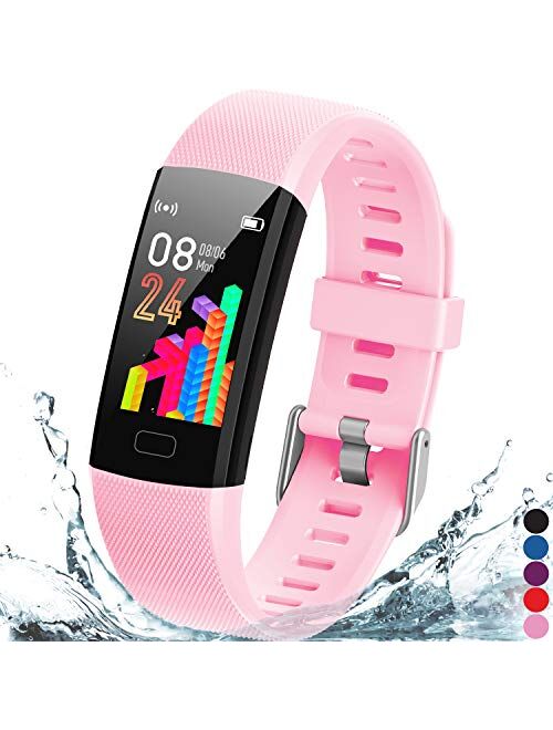 Inspiratek Kids Fitness Tracker for Girls and Boys Age 5-16 (4 Color)- Waterproof Fitness Watch for Kids with Heart Rate Monitor, Sleep Monitor, Calorie Counter and More 