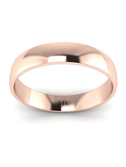 LANDA JEWEL Unisex Solid 14k White Rose Yellow Gold 4mm Comfort Traditional Highly Polished Wedding Ring Plain Band