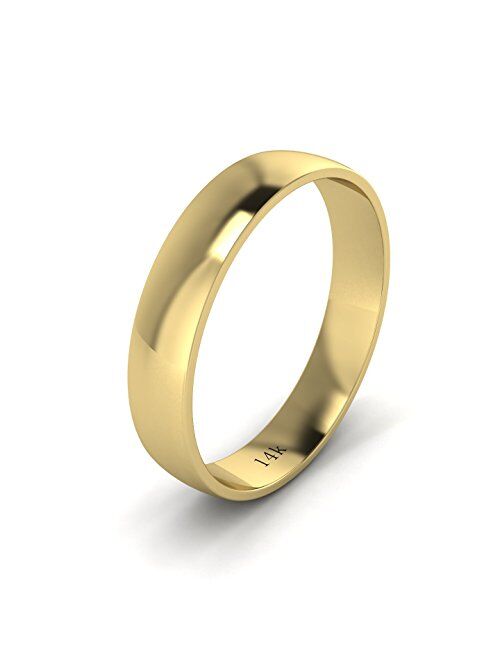 LANDA JEWEL Unisex Solid 14k White Rose Yellow Gold 4mm Comfort Traditional Highly Polished Wedding Ring Plain Band