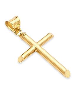 14k REAL Yellow Gold Religious Classic Cross Charm Pendant - 5 Different Size Available