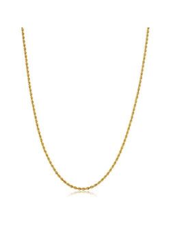 KoolJewelry Men Women 10k Yellow Gold 1.5MM 1.8MM 2.6MM 3.2MM 3.8MM 4.8MM Rope Chain Necklace 16-30 Inch