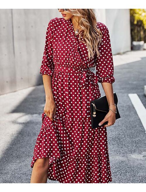 red and white spotty dress