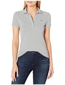 Women's Short Sleeve Slim Fit Stretch Pique Polo Shirt