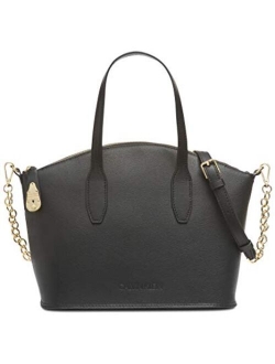 Statement Series Lock Daytonna Leather Top Zip Satchel