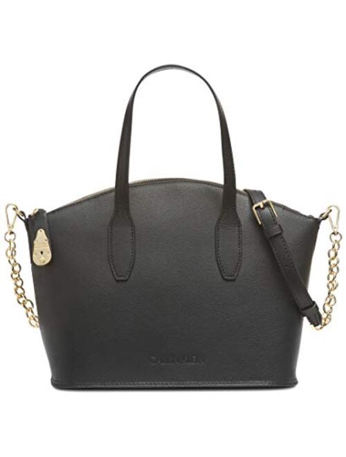 Calvin Klein Statement Series Lock Daytonna Leather Top Zip Satchel