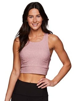 Active Women's Athletic Yoga Racerback Cropped Tank Top with Built in Bra