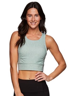 Active Women's Athletic Yoga Racerback Cropped Tank Top with Built in Bra