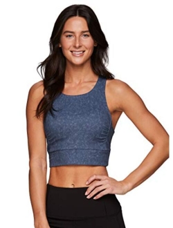 Active Women's Athletic Yoga Racerback Cropped Tank Top with Built in Bra