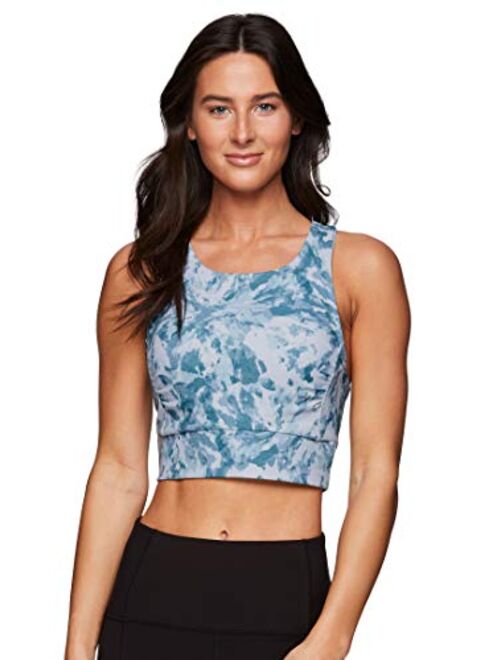 RBX Active Women's Athletic Yoga Racerback Cropped Tank Top with Built in Bra