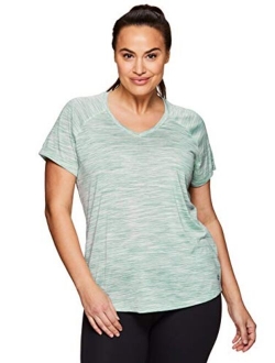 Active Women's Plus Size Yoga Workout Short Sleeve V-Neck T-Shirt