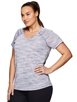 Active Women's Plus Size Yoga Workout Short Sleeve V-Neck T-Shirt