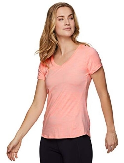 Active Women's Athletic Quick Dry Space Dye Short Sleeve Yoga T-Shirt