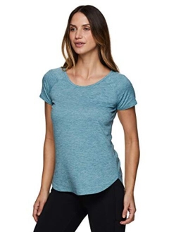 Active Women's Athletic Quick Dry Space Dye Short Sleeve Yoga T-Shirt