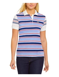 Women's Short Sleeve Regular Fit Striped Polo Shirt