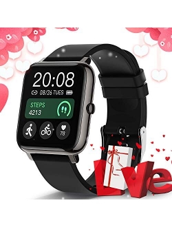 Smart Watch, Popglory Smartwatch with Blood Pressure, Blood Oxygen Monitor, Fitness Tracker with Heart Rate Monitor, Full Touch Fitness Watch for Android & iOS for Men Wo