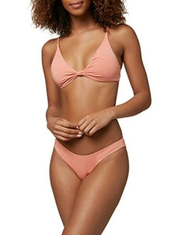 Women's Solid Knot Front Detail Triangle Bikini Swimsuit Top