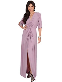 Womens Long Short Sleeve V-Neck Sexy Slimming Casual Summer Maxi Dress