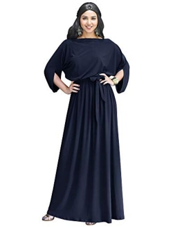 Flowy Formal Batwing Sleeve Evening Casual Gown