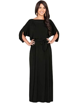 Flowy Formal Batwing Sleeve Evening Casual Gown