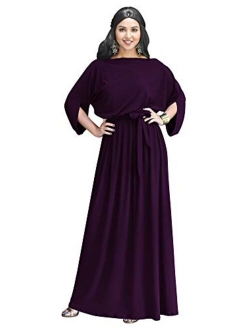 Flowy Formal Batwing Sleeve Evening Casual Gown