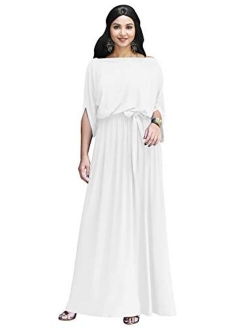 Flowy Formal Batwing Sleeve Evening Casual Gown