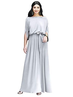 Flowy Formal Batwing Sleeve Evening Casual Gown