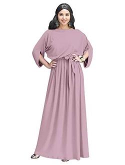 Flowy Formal Batwing Sleeve Evening Casual Gown