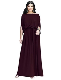 Flowy Formal Batwing Sleeve Evening Casual Gown