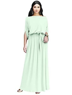 Flowy Formal Batwing Sleeve Evening Casual Gown