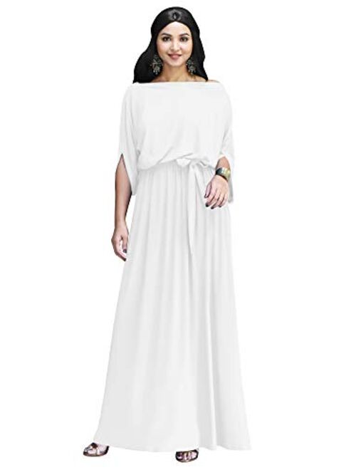 KOH KOH Flowy Formal Batwing Sleeve Evening Casual Gown