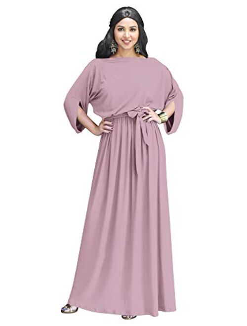 KOH KOH Flowy Formal Batwing Sleeve Evening Casual Gown