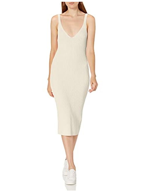 GUESS Women's Sleeveless Nyx Engineered Rib Knit Midi Dress