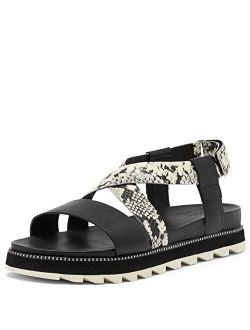 Women's Roaming Criss Cross Sandal - Black, Snake