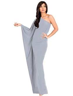 Womens Long Sexy One Shoulder Evening Cocktail Semi Formal Maxi Dress