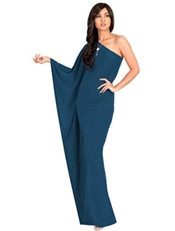 Womens Long Sexy One Shoulder Evening Cocktail Semi Formal Maxi Dress