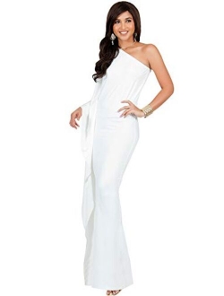 Womens Long Sexy One Shoulder Evening Cocktail Semi Formal Maxi Dress