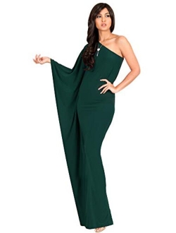 Womens Long Sexy One Shoulder Evening Cocktail Semi Formal Maxi Dress